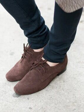 New HANDMADE Brown Suede Leather Oxford Loafers Sz 8.5 fit 7.5 NYC Designer